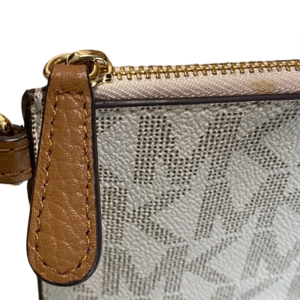 Michael Kors Fulton White MK Signature Monogram Wristlet Wallet Clutch